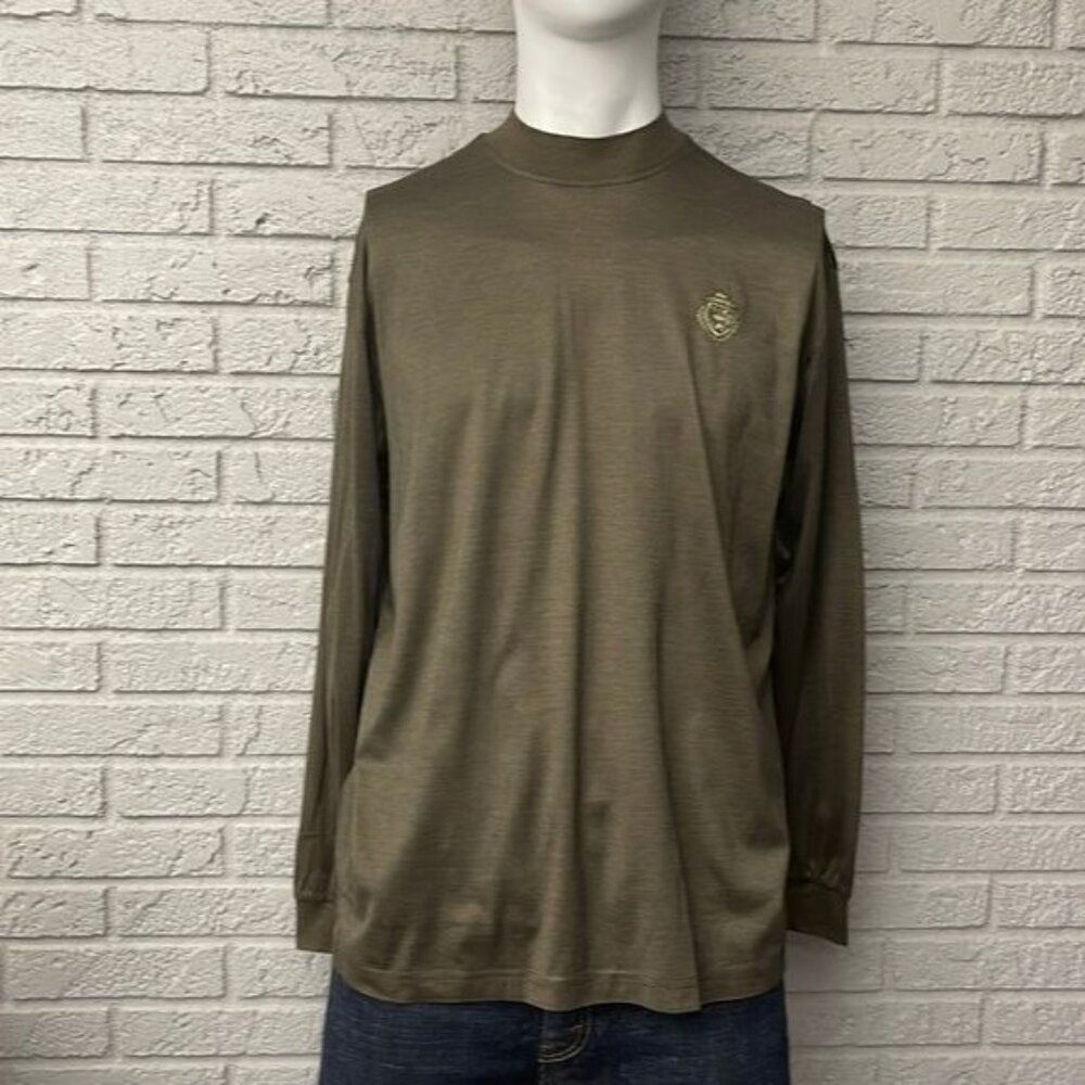 Bugatchi Men Green Cotton Crew Neck Long Sleeve T-Shirt Size M